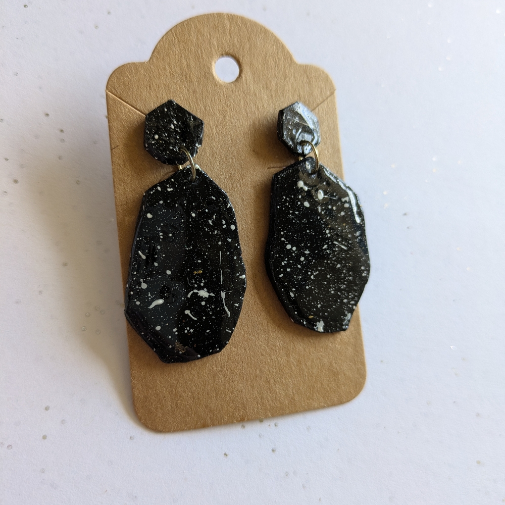 Black and White Speckled Earrings